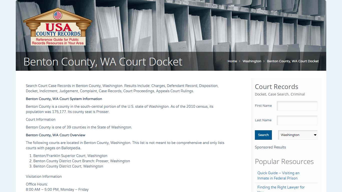 Benton County, WA Court Docket | Name Search