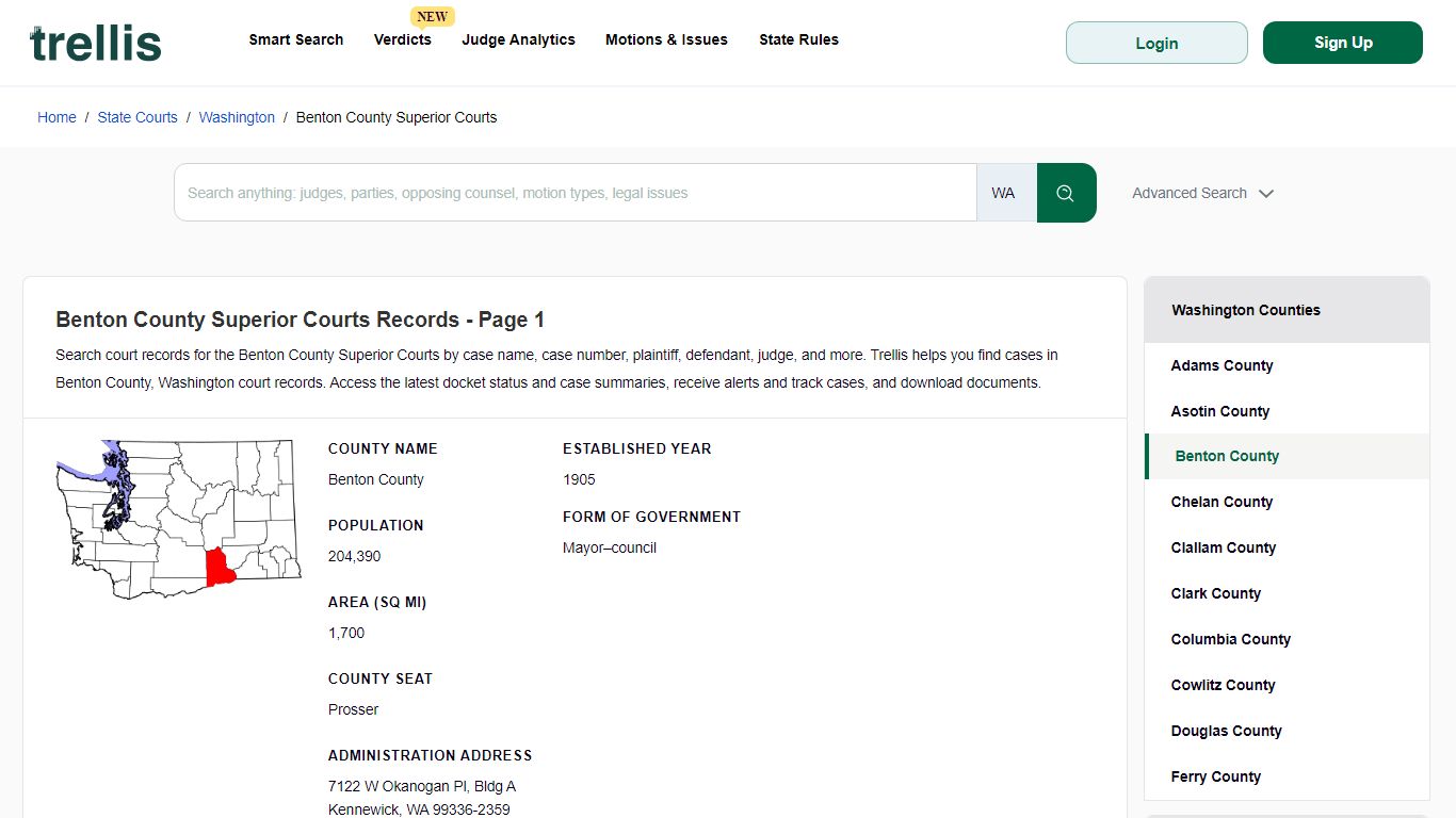 Benton County Superior Court Records | Docket Search Washington Page 1 ...
